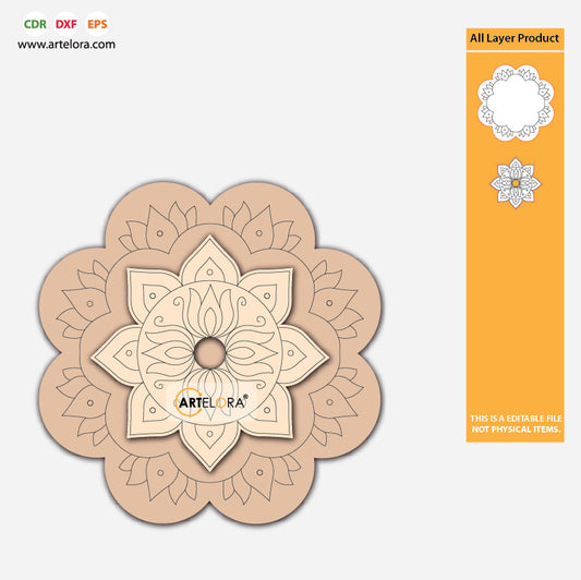 Pre Marked Base Design Lotus Mandala (2 Layered)