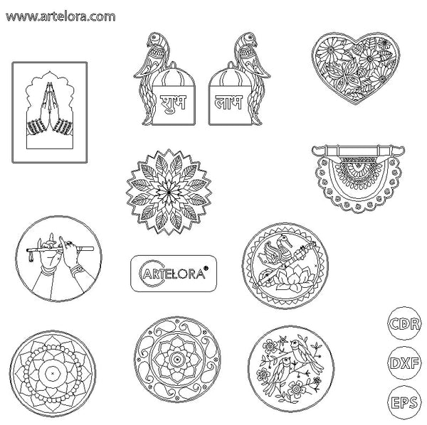 Pre Marked Base Design Pichhwai Cartoon Drawing – ArtElora