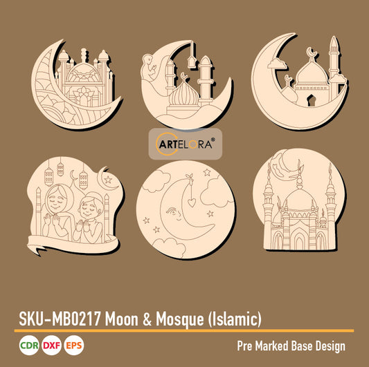 SKU-MB0217 Moon & Mosque (Islamic) (Pre Marked Base Design)