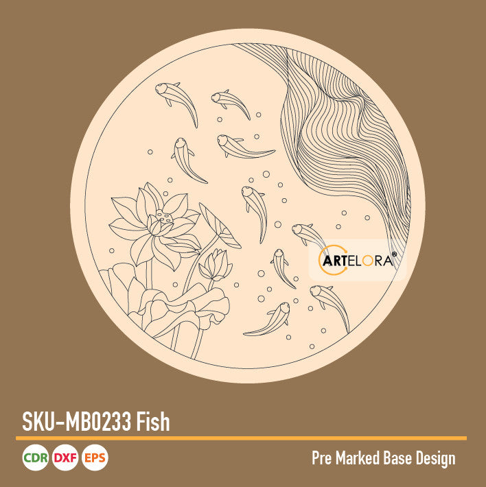 Pre Marked Base Design Pichwai Fish