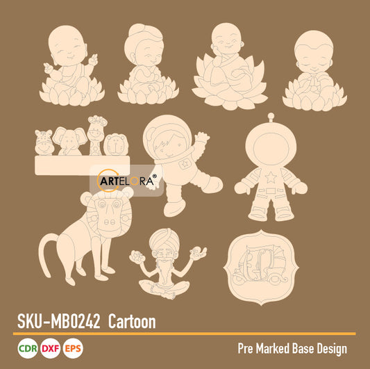 Pre Marked Base Design Buddha Cartoon