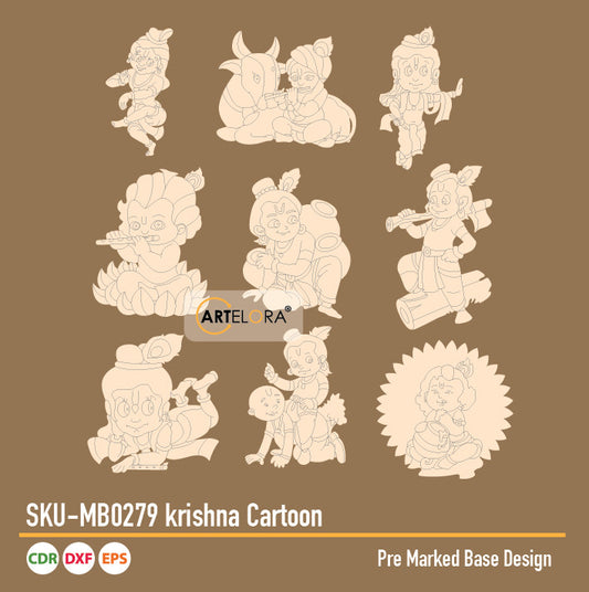 Pre Marked Base Design krishna Cartoon