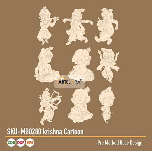 Pre Marked Base Design krishna Cartoon