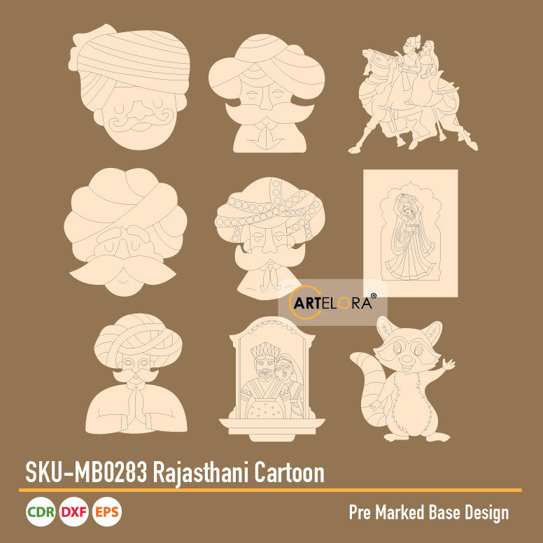 Pre Marked Base Design Rajasthani Cartoon