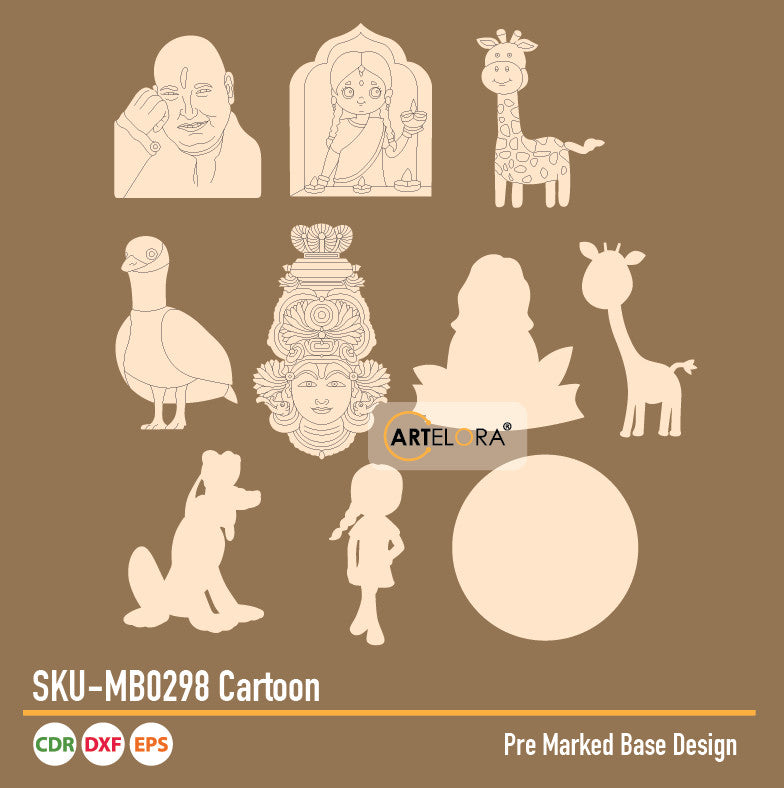 Pre Marked Base Design Ganesha Cartoon