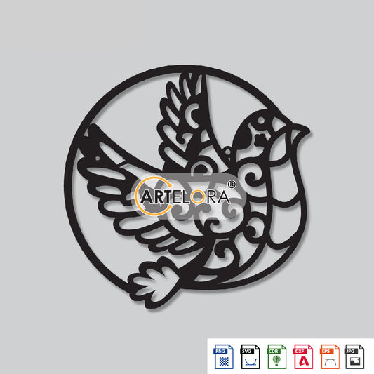 2D Modern Art Bird Laser cutting design