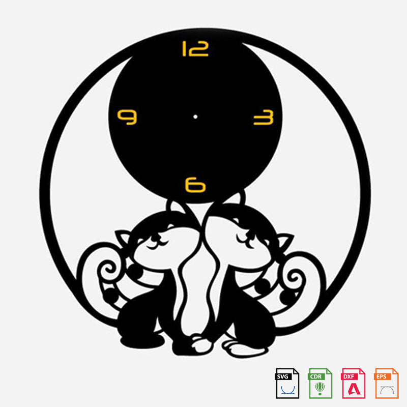 Wall Clock Love Cat