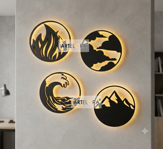 2D Modern Art Panchtatva Laser Design