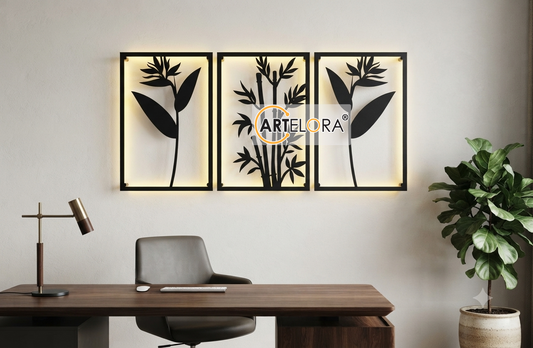 2D Modern Art Leaf Wall Frame Laser Cutting