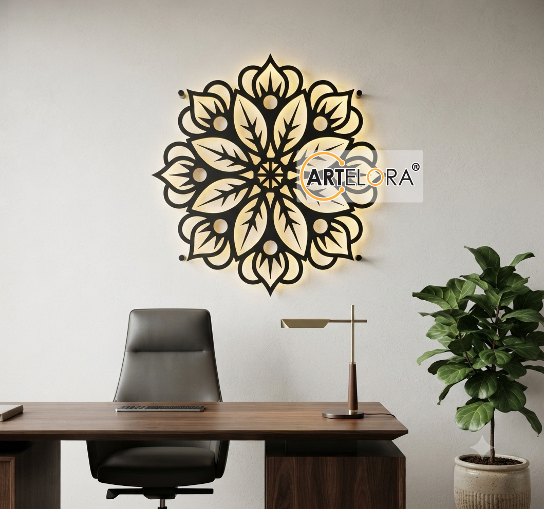 2D Modern Art Flower Frame Laser Cutting Design