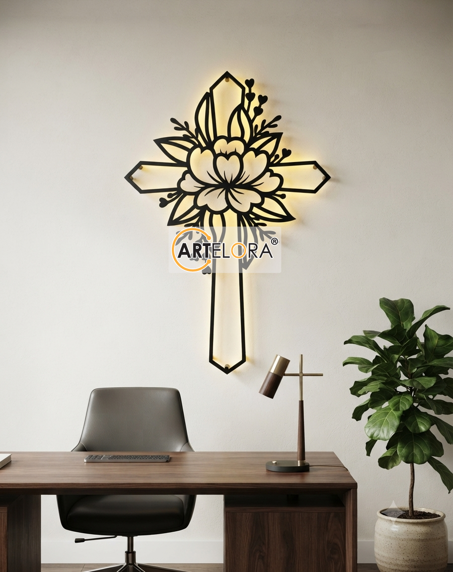 2D Modern Art Christian Cross Laser Cutting Design