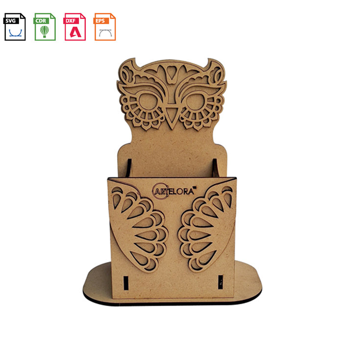 3D Model Laser Cutting Owl pen holder box