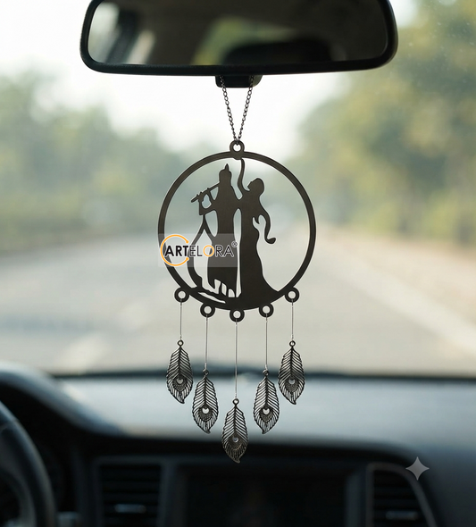 2D Modern Art Car Hanging Radha Krishna