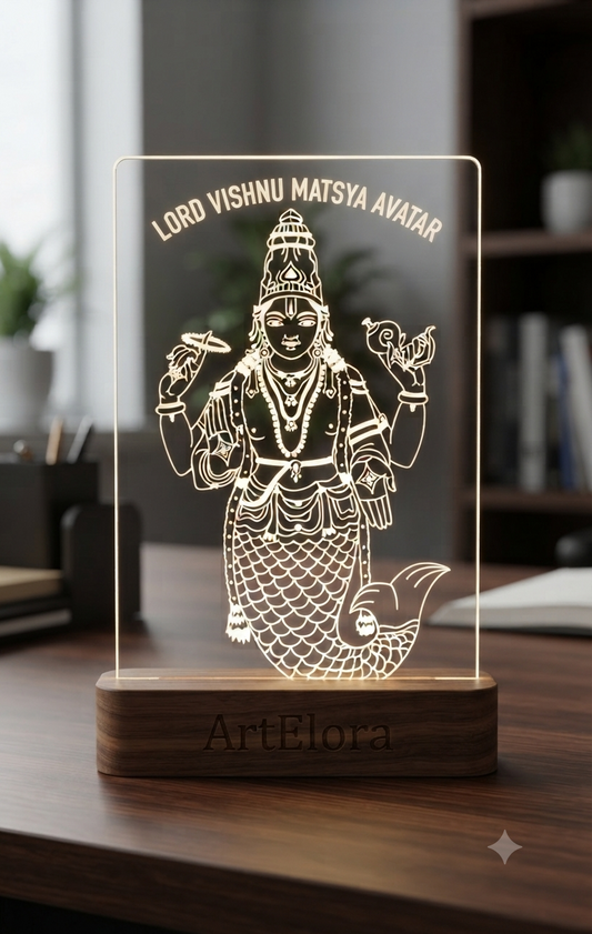 Laser Engraving Lord Vishnu Matsya Avatar