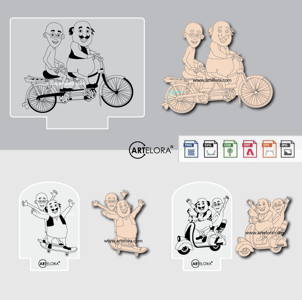 Laser Engraving Cartoon Design (Motu Patlu)