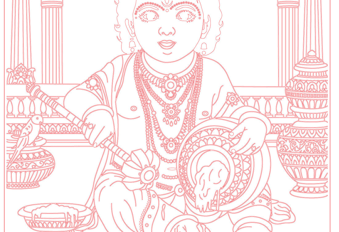 Laser Engraving Bal Krishna Drawing – ArtElora