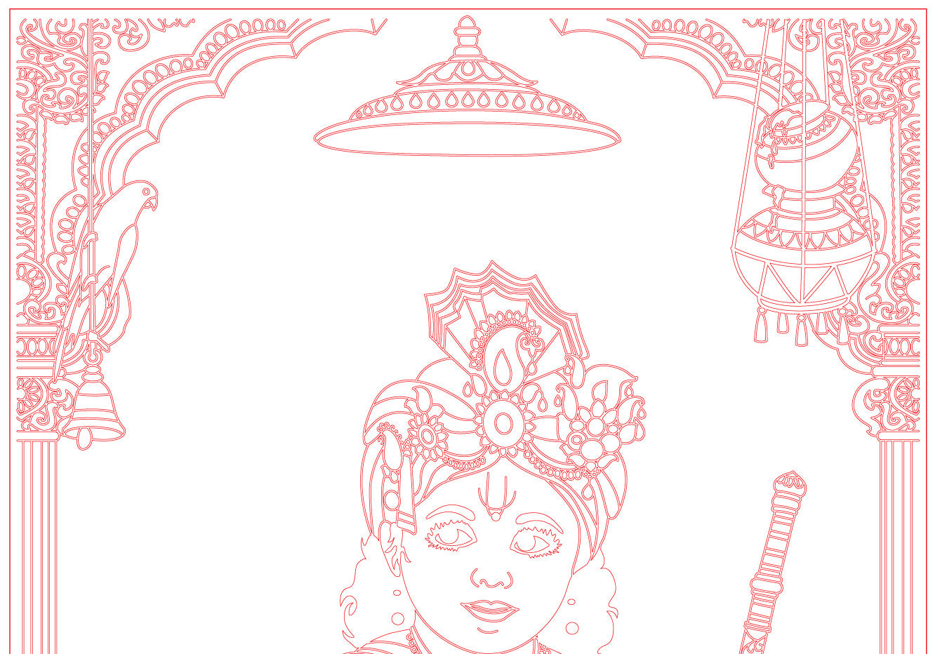 Bal Taskari Drawing Laser Engraving Bal Krishna Drawing – ArtElora