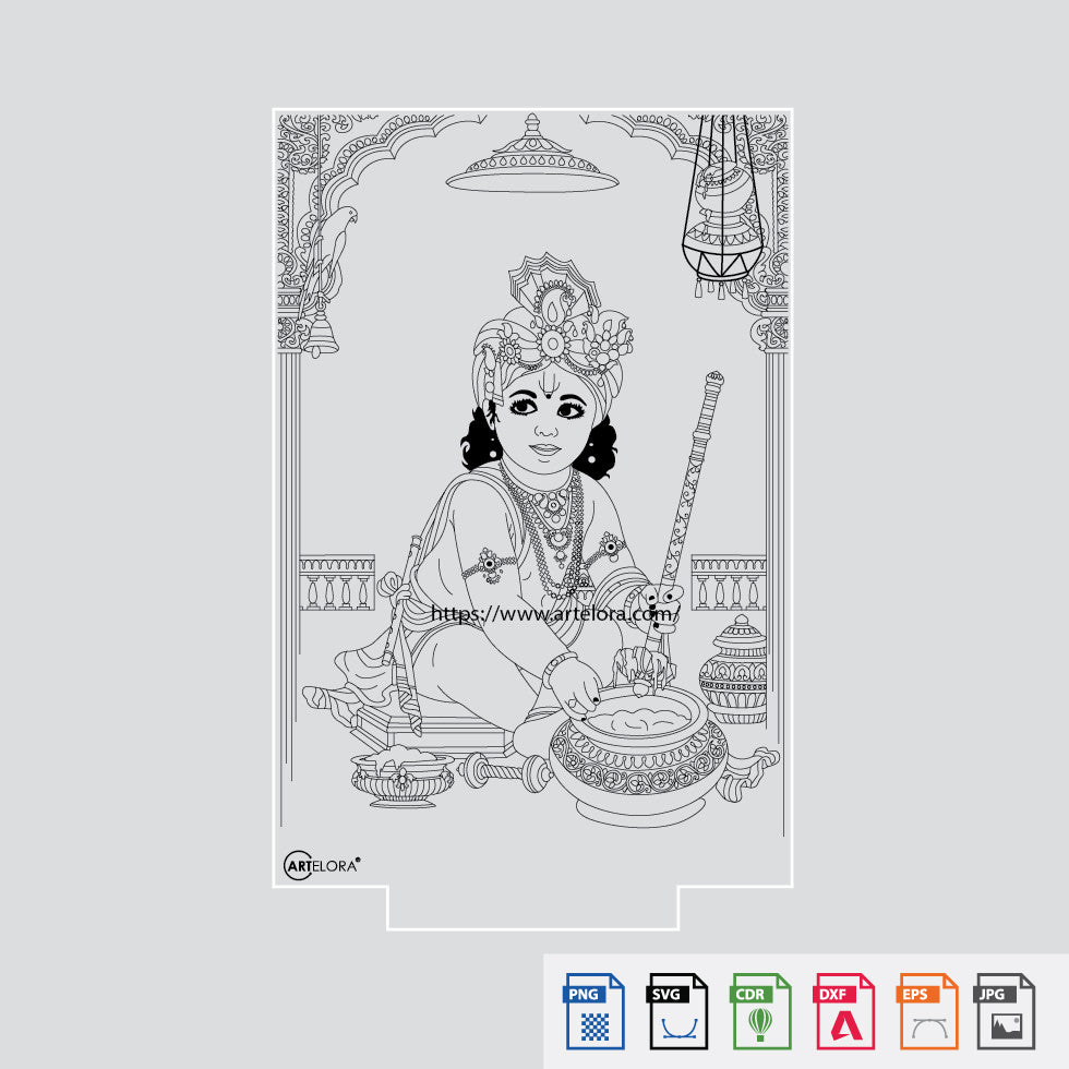 Bal Taskari Drawing Laser Engraving Bal Krishna Drawing – ArtElora