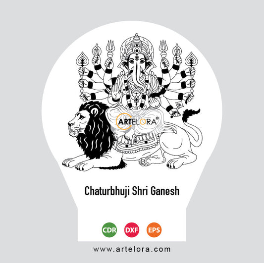 Laser Engraving Chaturbhuji Shri Ganesh