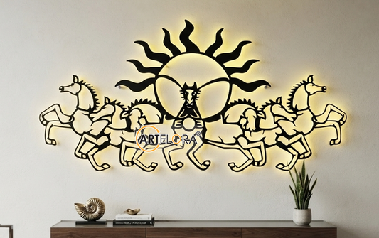 2D Modern Art Seven Horses Laser cutting design