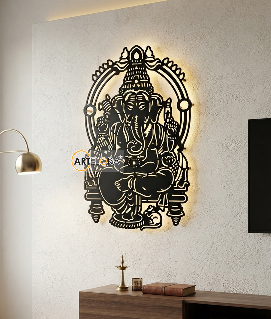 2D Modern Art Shri Ganesh Laser Cutting