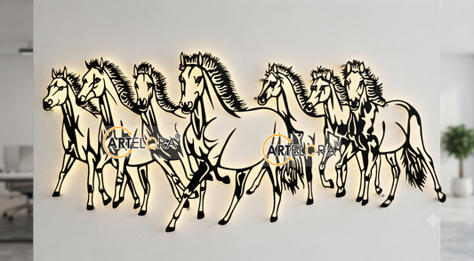 2D Modern Art Seven Horses Laser Cutting