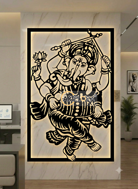2D Modern Art Dancing Shri Ganesha Laser Cutting