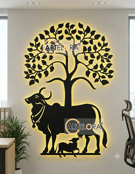 2D Modern Art Pichwai art Kamdhenu (Cow)
