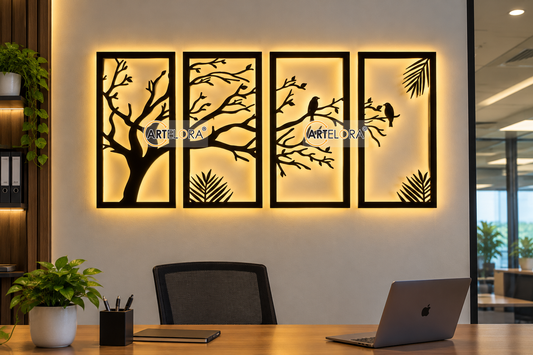 2D Modern Art Love Bird with tree