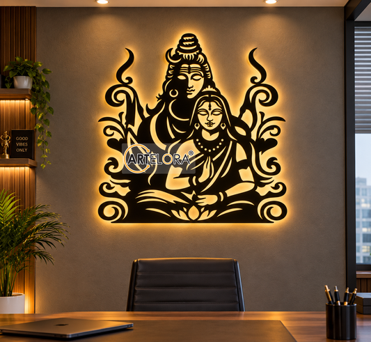 2D Modern Art Shiv & Parvati (Sati Mata)