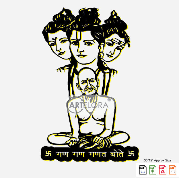 2D Modern Art Gan Gan Ganata Gole (Shri Gajanan) swami Samarth