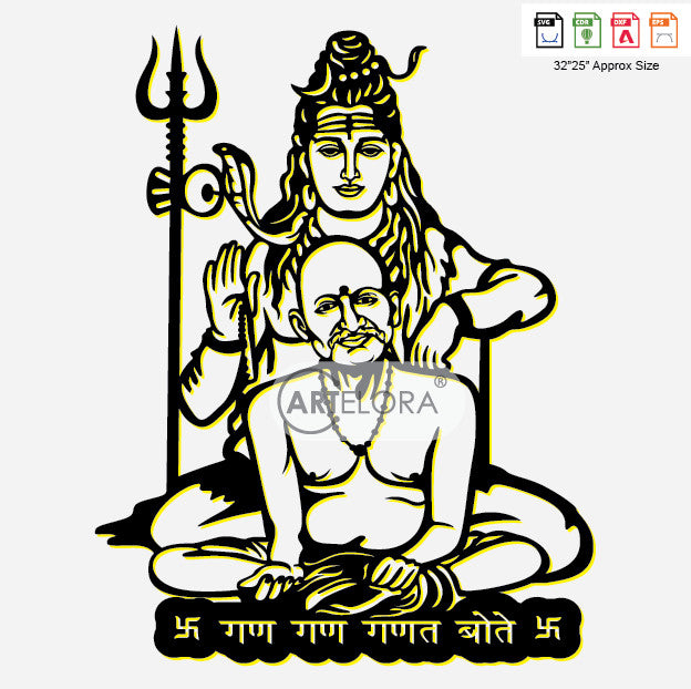 2D Modern Art Gan Gan Ganata Gole (Shri Gajanan) swami Samarth