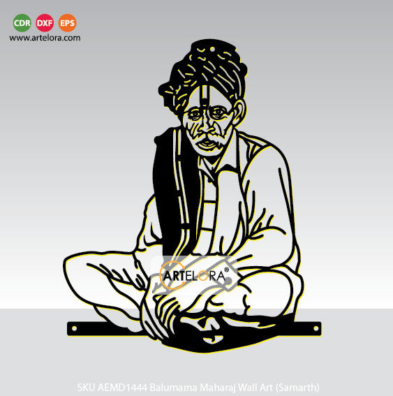 2D Modern Art Balu mama Maharaj Wall Art (Samarth)