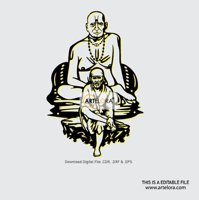 2D Modern Art Sai Baba of Shirdi (Swami Samarth)
