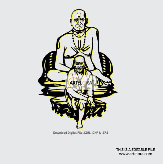 2D Modern Art Sai Baba of Shirdi (Swami Samarth)