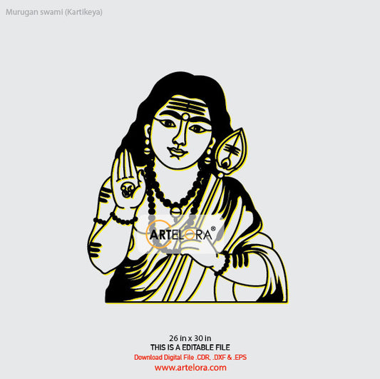 2D Modern Art Murugan swami (Kartikeya)