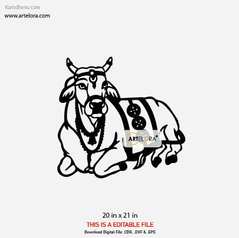 2D Modern Art Kamdhenu Cow