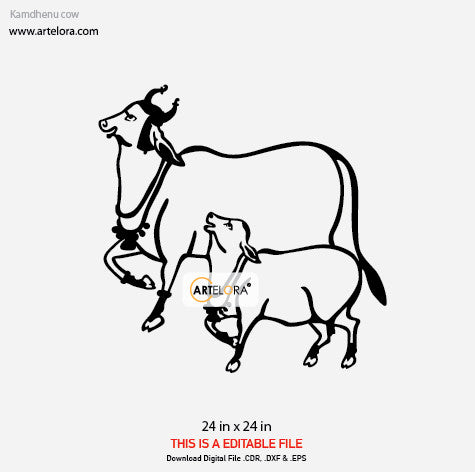 2D Modern Art Kamdhenu Cow