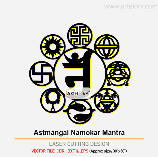 2D Modern Art Astmangal Namokar Mantra