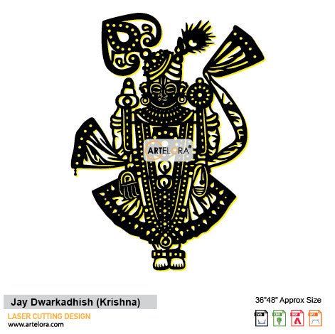 2D Modern Art Jay Dwarkadhish (Krishna)