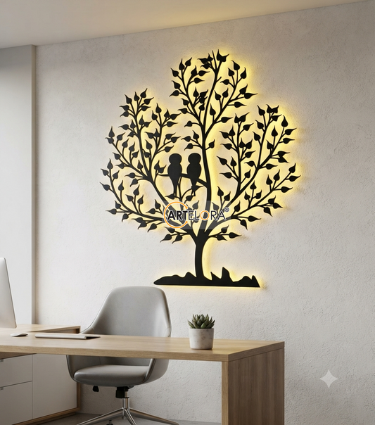 2D Modern Art Love Birds (Love Tree)