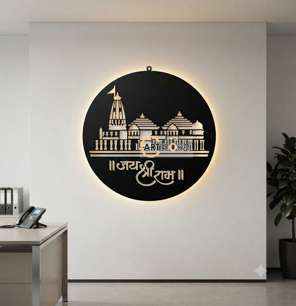 2D Modern Art Ayodhya Ram Mandir wall art laser cutting