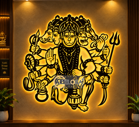 2D Modern Art Panchmukhi Hanuman Ji Laser cutting