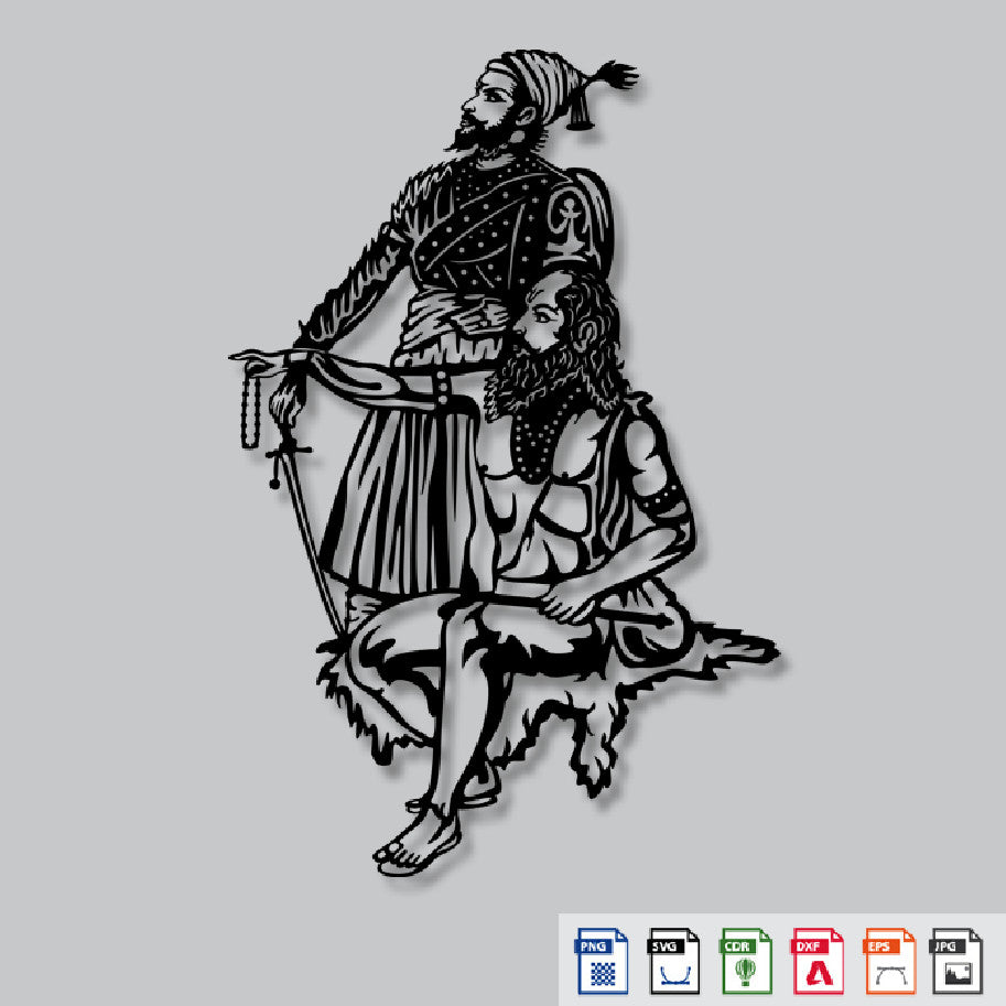 2D Modern Art Shivaji Maharaj & Ramdas Swami Laser cutting – ArtElora