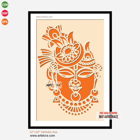 Premium Art MDF Laser Cutting Shri Nathji Maharaj (12x18)