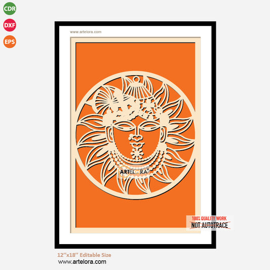 Premium Art MDF Laser Cutting Shri Nathji Maharaj (12x18)