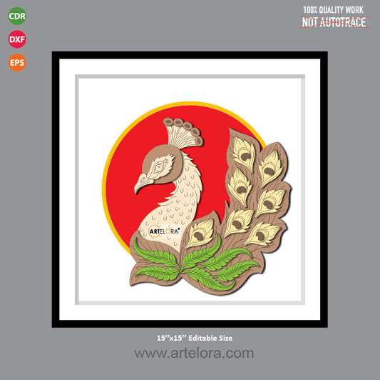 Premium Art Peacock Feather Wall Art (15x15)