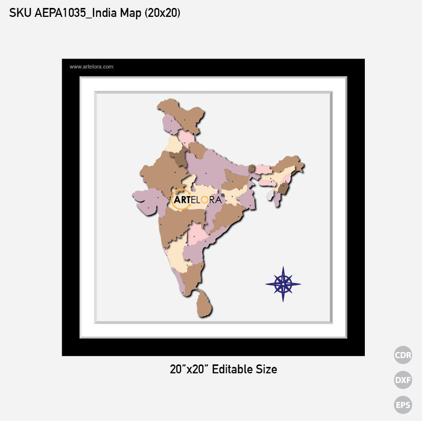 Premium Art India Map (20x20)