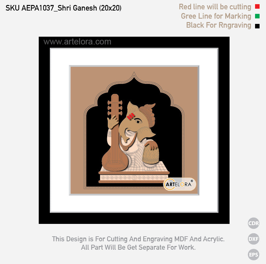 Premium Art Shri Ganesh (20x20)