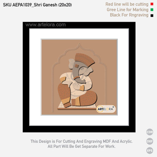 Premium Art Shri Ganesh (20x20)